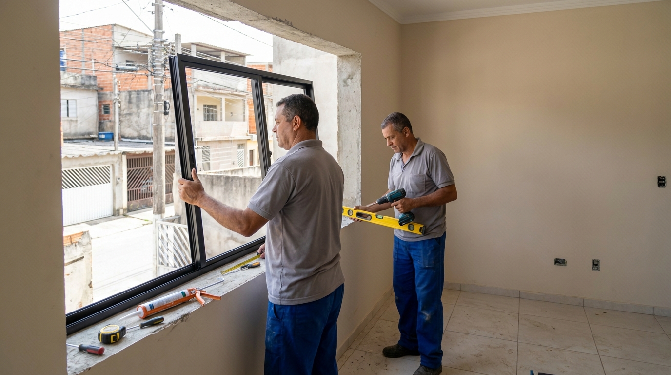 Esquadria de alumínio com vista para rua em Uberaba-MG