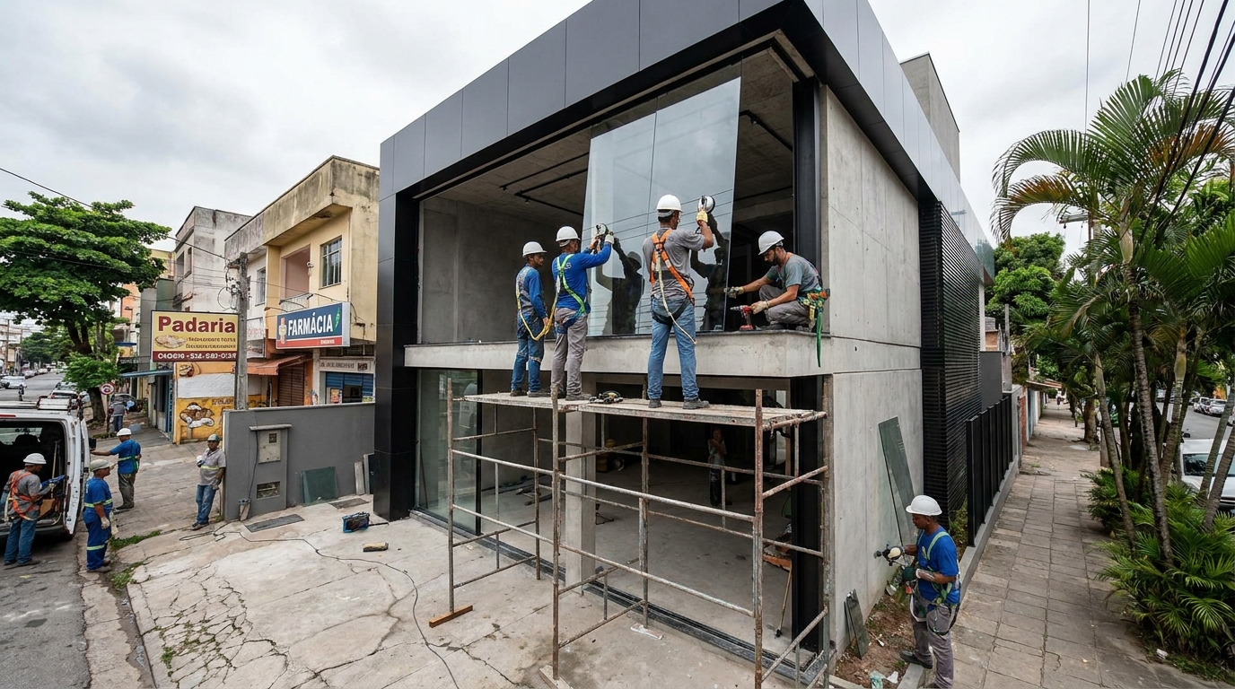 Fachada preta moderna em Uberaba-MG