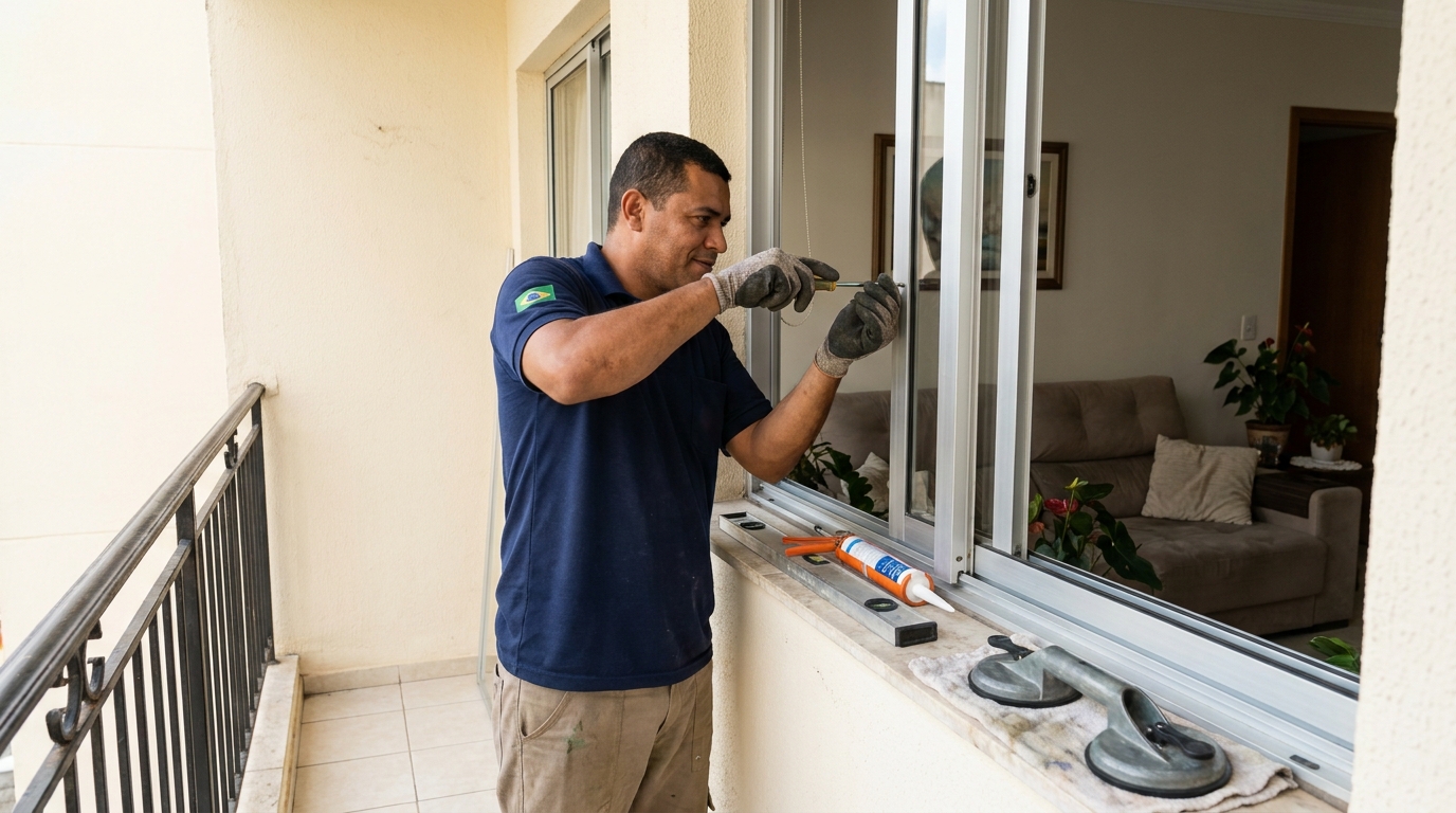 Janela com sala ao fundo em Uberaba-MG